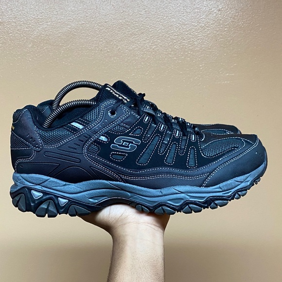 Skechers After Burn Memory Fit Black / Charcoal Size 10 Extra Wide - Picture 1 of 17